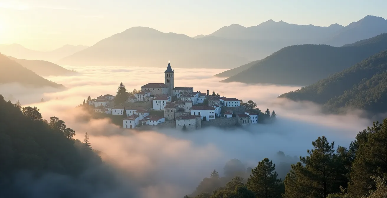 Morgennebel über Grazalema mit Blick auf den Naturpark Sierra de Grazalema
