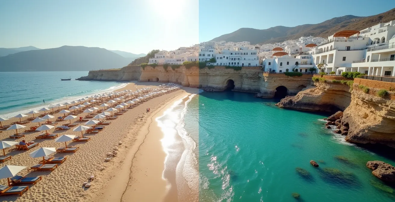 Kontrastdarstellung der unterschiedlichen Küstenorte Salou und Sitges für Familienurlauber